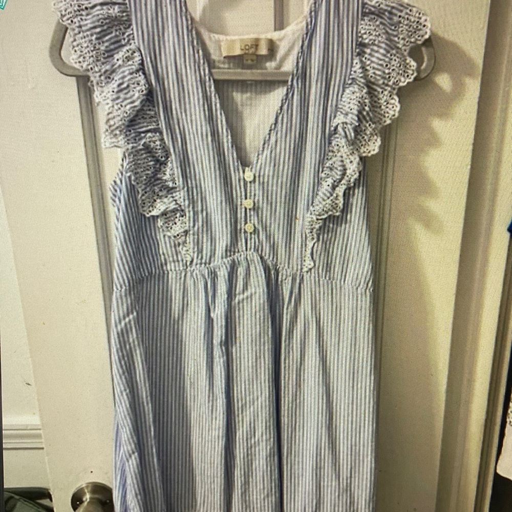 Blue and White Striped Dress